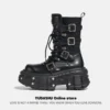 Female 2023 New Small Internet Red Muffin Platform Motorcycle Gothic Lace-up Middle Cyberpunk Punk Boots Women Shoes - Image 6