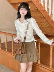 KOSAHIKI Korean Fashion Ribbed T-shirt Knitted Long Sleeve White Basic T Shirt Solid Sexy Slim Tee Y2k Aesthetic Cute Tops - Image 2