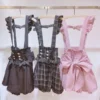 Japanese Gothic Lolita Ribbon Bow Diamond Pearl Buckle Removable Short Suspender Skirt Girls Sweet Cute Lace A-Line Mini Skirts - Image 2