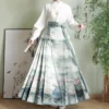 Ming Dynasty Horse-faced Skirt Exquisite Chinese Ink Lotus Print One-piece Long Skirt Elegant Slim All-match Horse-faced Skirt - Image 6