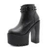 High Heel Shoes Women Chunky Ankle Boots Female Platform Motorcycle Boots Punk Gothic Ladies Round Toe Rivet Boots - Image 6