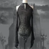 Rosetic Vintage Fashion Gothic Sexy Lace Bodysuits Women Flared Sleeve Black Overalls 2023 Autumn Off Shoulder Jumpsuit Short - Image 4