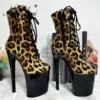 Thin Heels 20cm Gothic Shoes Leopard Print Pole Dance Shoes 8Inch Strip Pole Dance Round Toe Ankle Women Boots Exotic Crossdress - Image 3