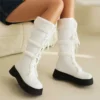 Winter Warm Plush Faux Fur Gothic Snow Boots Women Platform Cute Thick High Heels Knee High Boots Punk Shoes Ladies Botas Mujer - Image 3