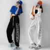 Letter Print Women Hip Hop Pants Korean Clothes Lace-up High Waist Streetwear Versatile Sports Joggers Casual Trousers Female - Image 2