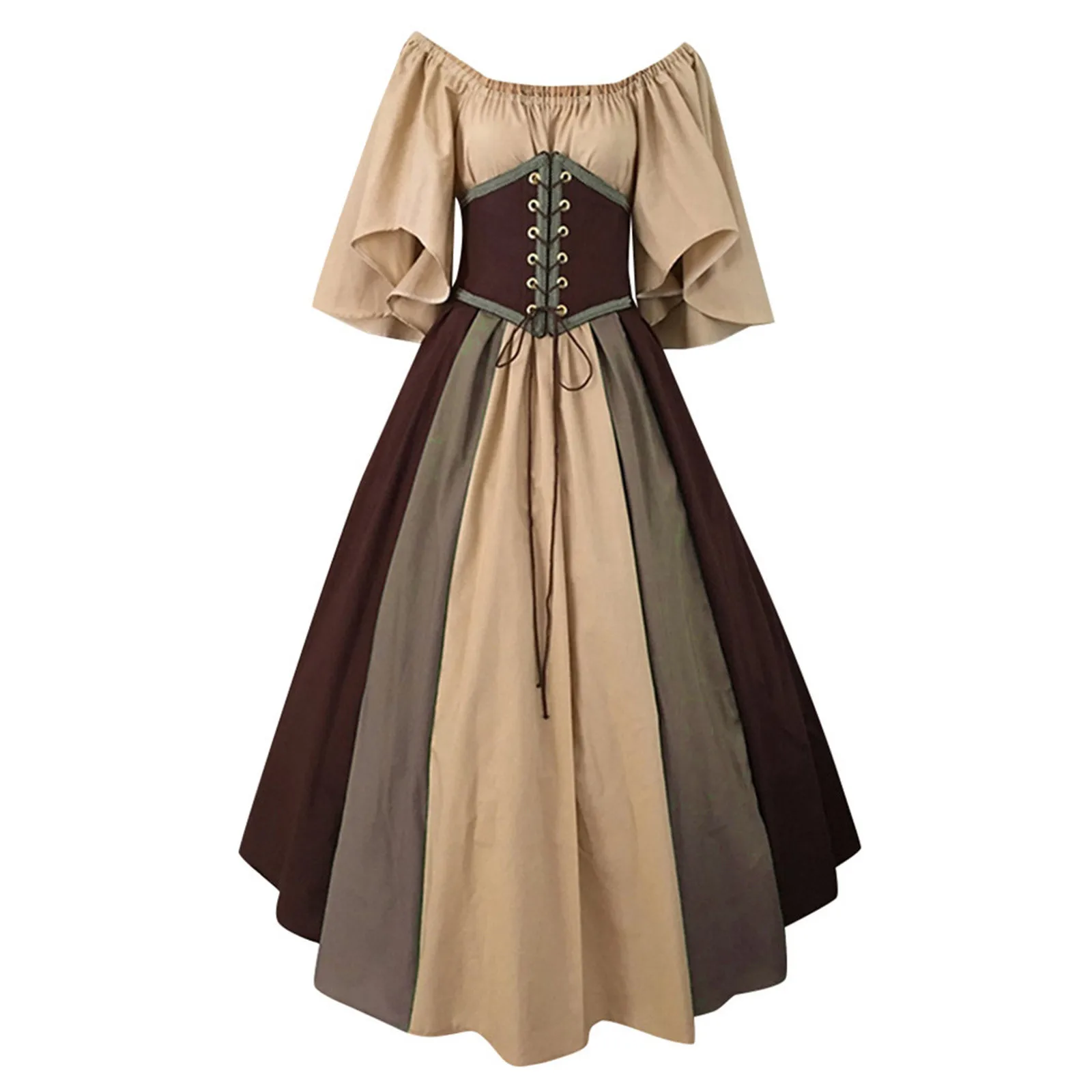 Medieval Vintage Elf Fairy Elven Costume For Women Princess Dress Waist Cincher Corset Tube Top Ruffles Gown Dresses - Image 5