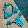 2024 New Bandage Stripes Brazilian Bikini Swimwear Women's Swimsuit Two Piece Set Female Sexy Lace up Mujer Beachwear Summer