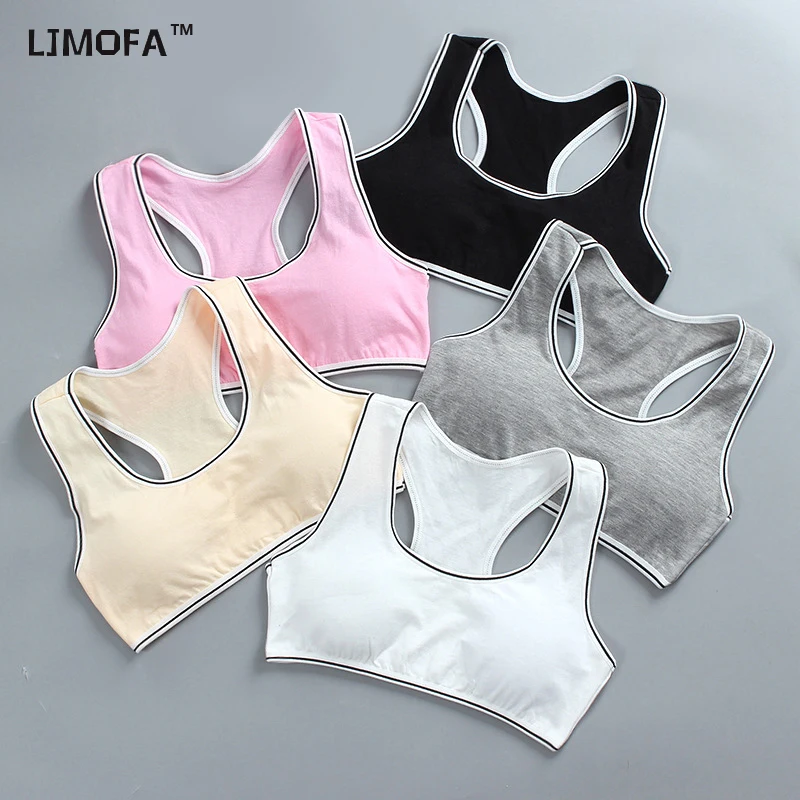 LJMOFA Solid Color Teen Underwear Puberty Girls Training Bras for Kids Teenage Girls Clothing Vest 10 12 14 Years Lingerie
