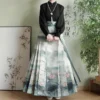 Ming Dynasty Horse-faced Skirt Exquisite Chinese Ink Lotus Print One-piece Long Skirt Elegant Slim All-match Horse-faced Skirt - Image 2