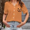 Summer Short Sleeve Shirt Gothic Style Stylish Loose Casual Women's Shirt Halloween Street Popular High Quality Buttons Shirt