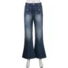 India Punk Vintage Low Rise Flared Jeans with Pockets Goth Streetwear Full Length Blue woman jeans Y2K Retro Chic Pants Fall - Image 6