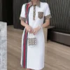 Female Tunics High Quality Dress Women Summer Korean Fashion Striped Slim Button Pockets Dresses - Image 6