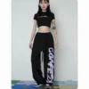 Women Pants High Waist Printed Hiphop American Jazz Vintage Loose Sporty Y2k Trousers Korean Fashion Streetwear Women Clothing - Image 2