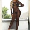 Sexy Black Maxi Dresses Women Long Sleeve Mesh See-through Thin Club Party Dresses Bodycon Slim Dresses Pajamas Nightgowns - Image 6