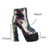 LeShion Of Chanmeb Glitter Sequined Silver Boots Women Chunky Ultra High Heels Gothic Platform Boot Ladies Open Toe Runway Shoes - Image 5