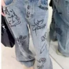 New Sanrio Hello Kitty Baggy Jeans Woman Trousers Autumn Y2k Vintage Streetwear Straight Loose High Waist Pants Denim Clothes - Image 2