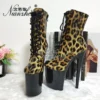 Thin Heels 20cm Gothic Shoes Leopard Print Pole Dance Shoes 8Inch Strip Pole Dance Round Toe Ankle Women Boots Exotic Crossdress - Image 2