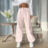 Women Summer 2024 New Hip Hop Casual Streetwear Pockets Bandage Korean Fashion Straight Trousers Ladies Solid Loose Long Pants - Image 2