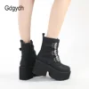 Gdgydh Sexy Rivets Black Demoia Boots Women Metal Decoration Platform Heels Gothic Bat Buckle Strap Ladies Short Boots Plus Size - Image 3