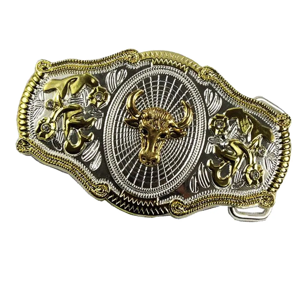 Vintage Western Style Cowboy Golden Long Horn Western Belt Buckle