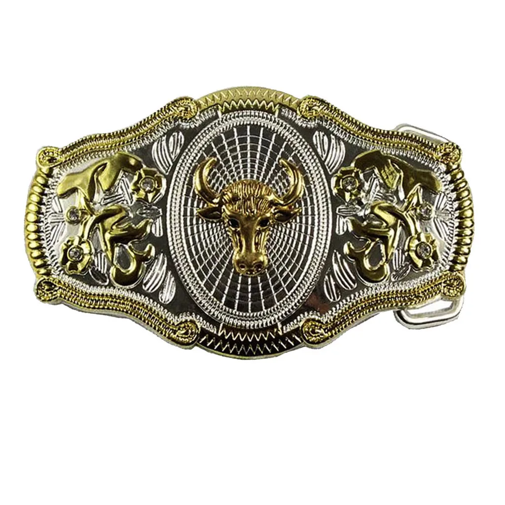 Vintage Western Style Cowboy Golden Long Horn Western Belt Buckle