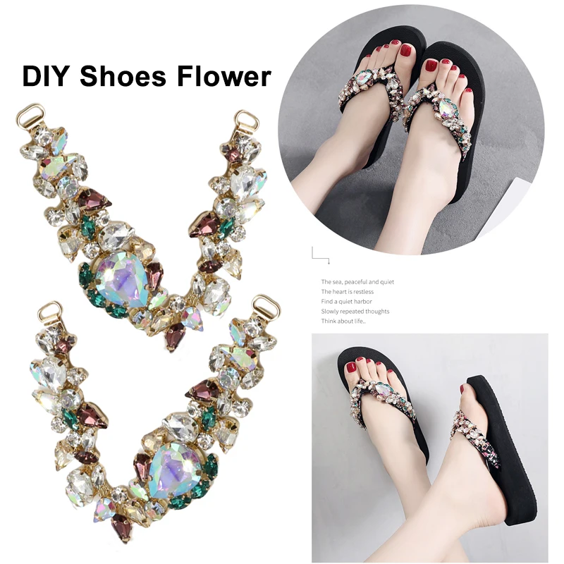 2019New-10Pcs-AB-Drop-Rhinestone-shoes-Connectors-Buckle-for-DIY-flip-flops-shoes-or-hair-Embellishment