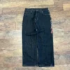 Gothic punk hip hop pocket wings pattern printed high waisted jeans women y2k Harajuku wide leg black baggy pants vintage 2000s - Image 3