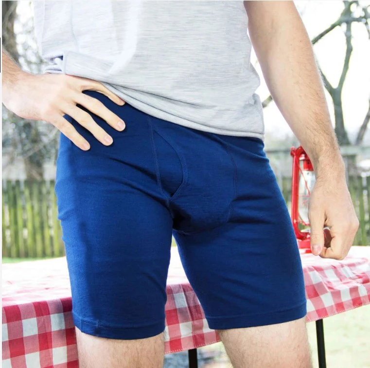 Men Merino Wool Long Drop Boxer Brief 100% Merino Wool Men Underwear Base Layer 240G Men Sports Underpants Fitness Breathable