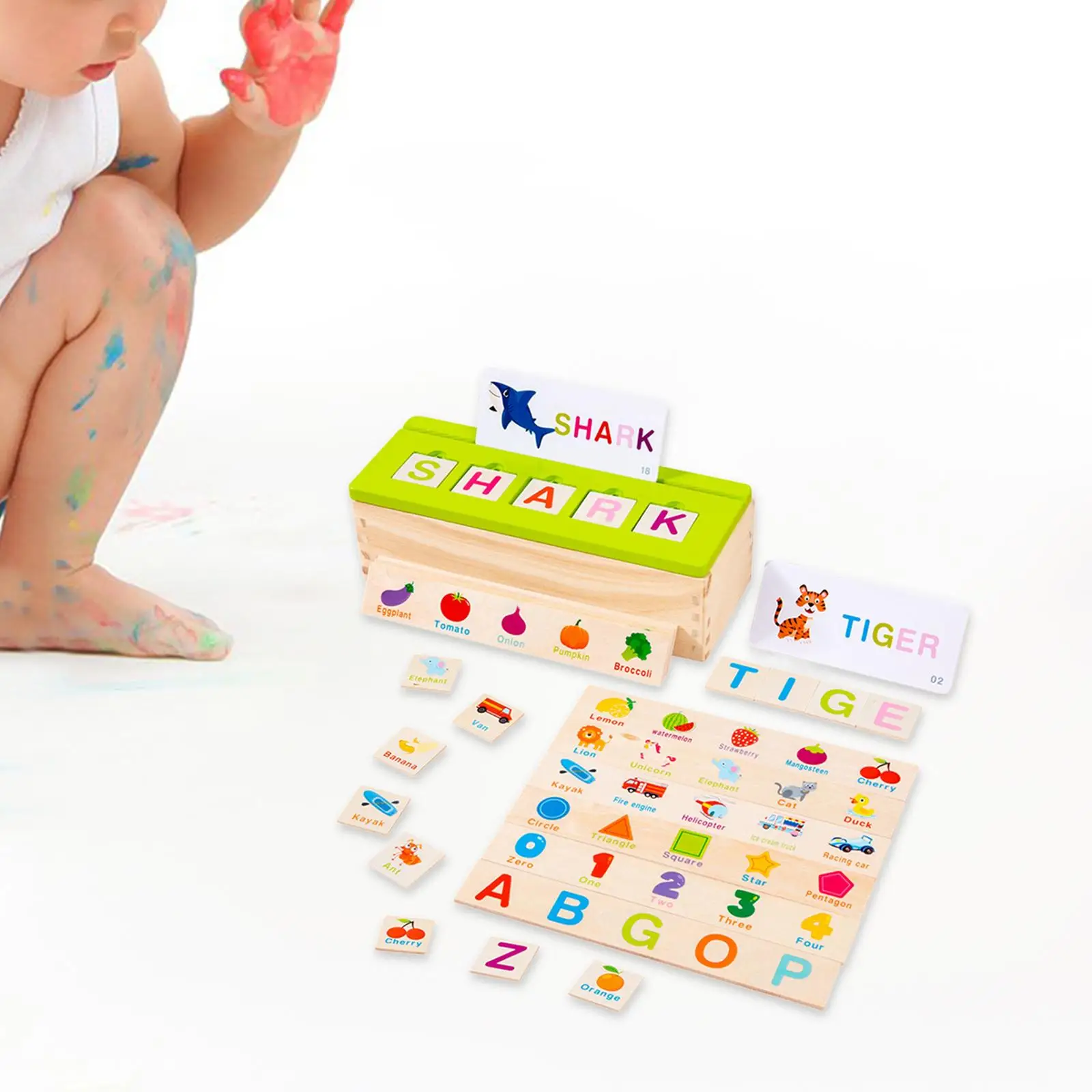 Wooden Spelling Game Wooden Alphabet Puzzle for Kids Ages 3 4 5 Years Old