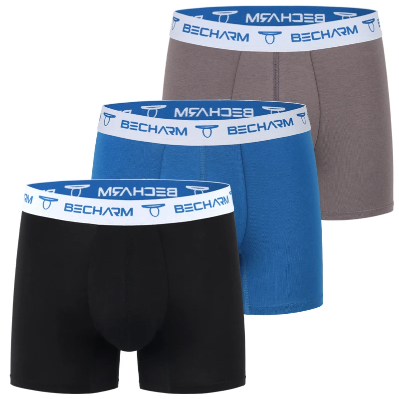 Bamboo Boxers 3 Pcs/Set Men's Panties Shorts for Underwear Male Briefs 3 colors Blue Large Slip Homme Can Support Drop Shipping