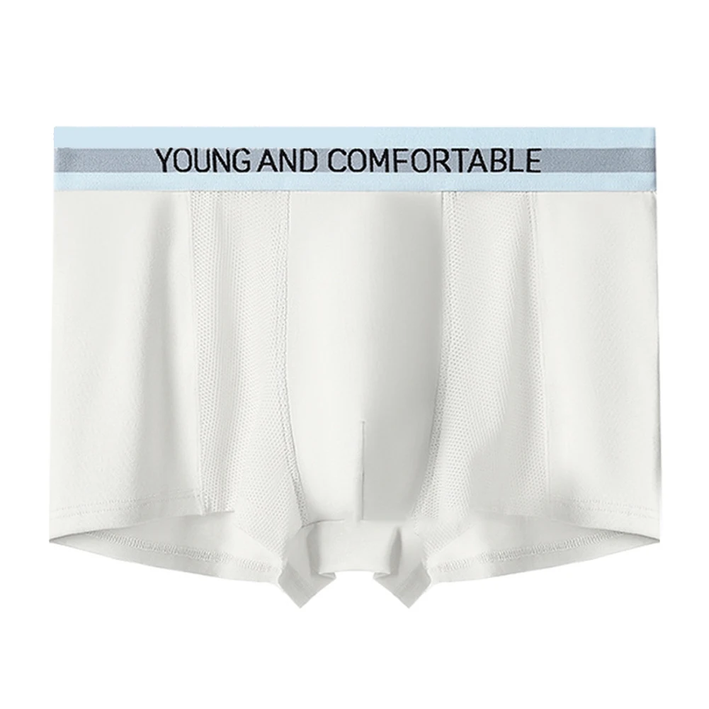 Men Boxer Brief Middle Waist Underwear Soft Breathable Shorts U Convex Pouch Male Lingerie Sleep Bottoms