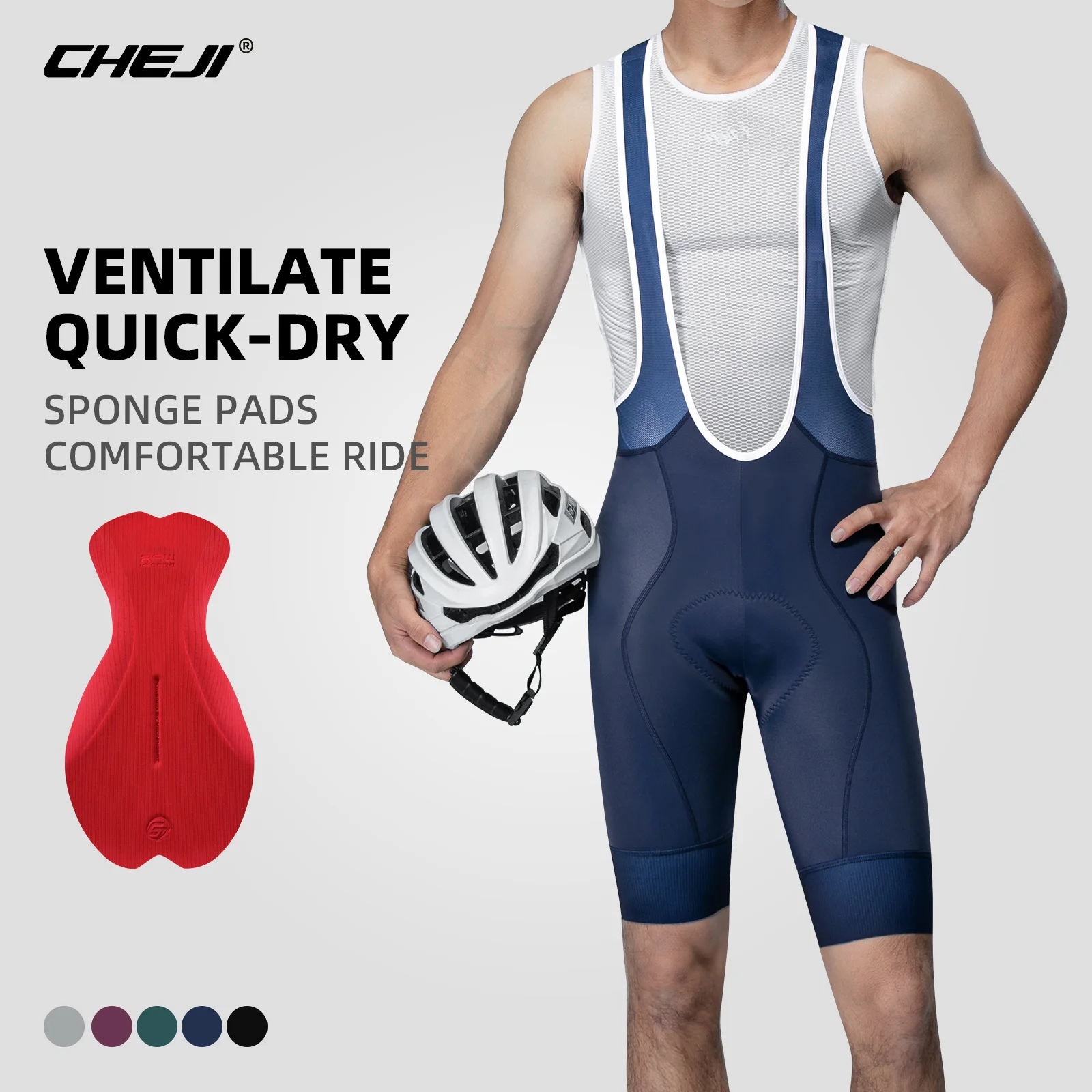 CHEJI New Cycling Bib Shorts Men's Bike Bicycle Sport Gel Padded Pro Pants Quick Dry Ciclismo Bike Shorts Men Sports Shorts