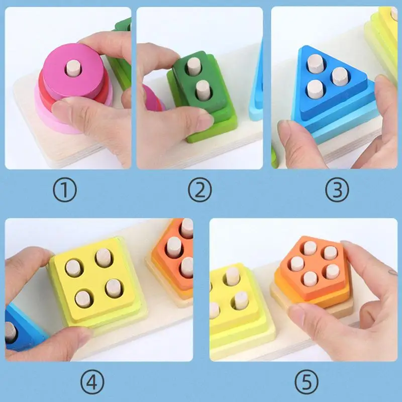 Stacking Toys For Toddlers Shape Matching Toys Color Recognition Sorter Early Educational Block Puzzles Toys For 4 5 6 Years Old - Image 2