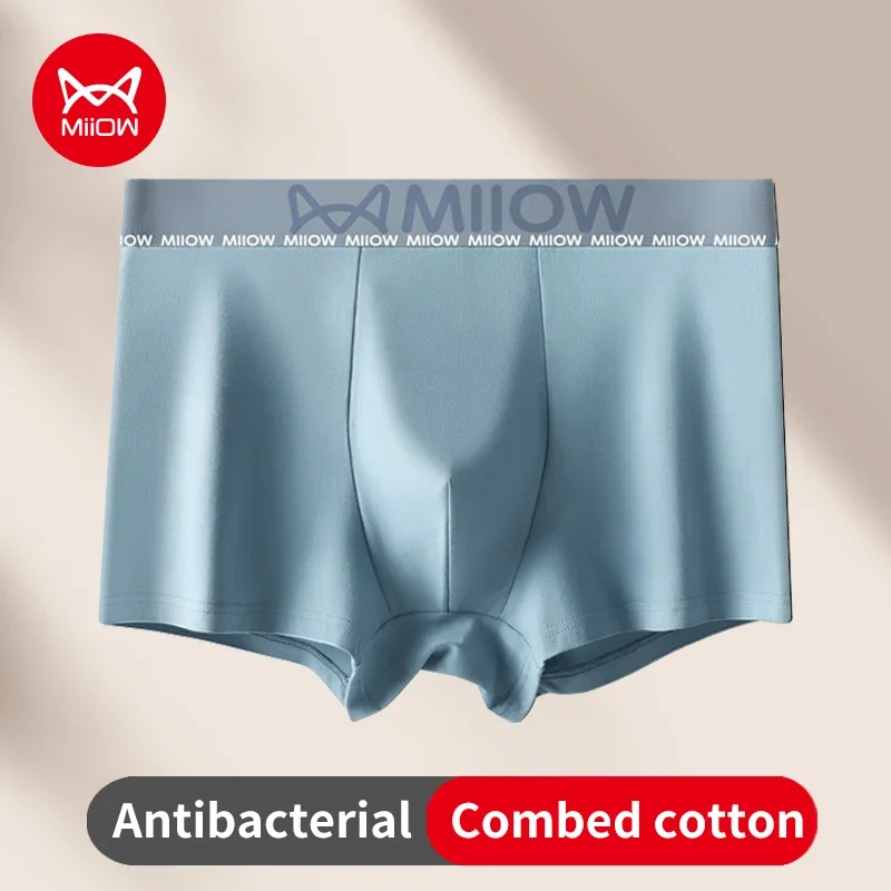 MiiOW Man Underwear Soft Skin-friendly Cotton Men's Panties Boxershorts Antibacterial Underpants Male Seamless Cuffs Boxer Brief
