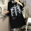 Harajuku Skeleton Print T-shirts for Gothic Hip Hop Streetwear Men Women T Shirt Summer Black Goth Clothes Short Sleeve Tees Y2k - Image 2