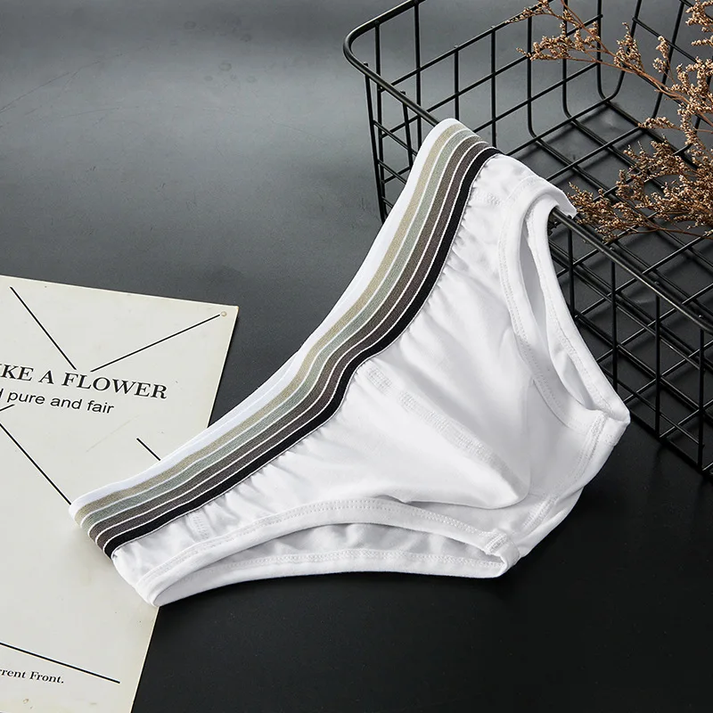 Light Pink Men's U Convex Pouch Underwear for Young People Low Waist Sexy Fashionable Cotton Thin Sports Bikini Youth Brief Pant