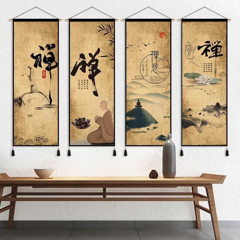 Zen Chinese Style Canvas Hanging Paingting Living Room Wall Art Decor Painting Poster Vintage Room Decor Tapestry Wall Paintings - Image 3