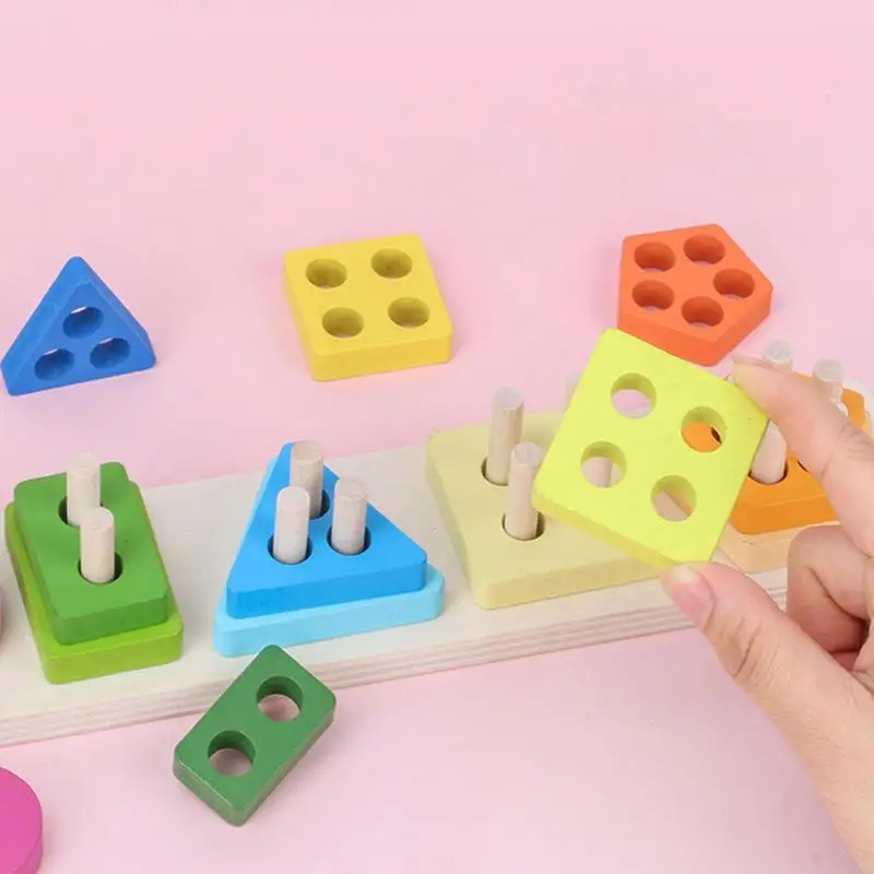 Stacking Toys For Toddlers Shape Matching Toys Color Recognition Sorter Early Educational Block Puzzles Toys For 4 5 6 Years Old - Image 3