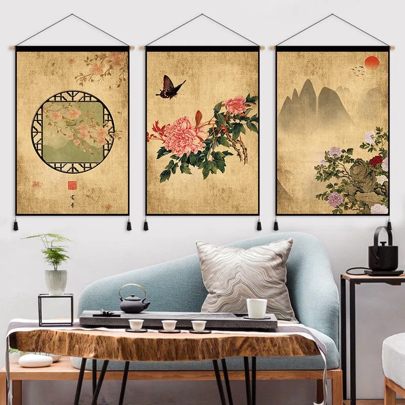 Zen Chinese Style Canvas Hanging Paingting Living Room Wall Art Decor Painting Poster Vintage Room Decor Tapestry Wall Paintings - Image 4