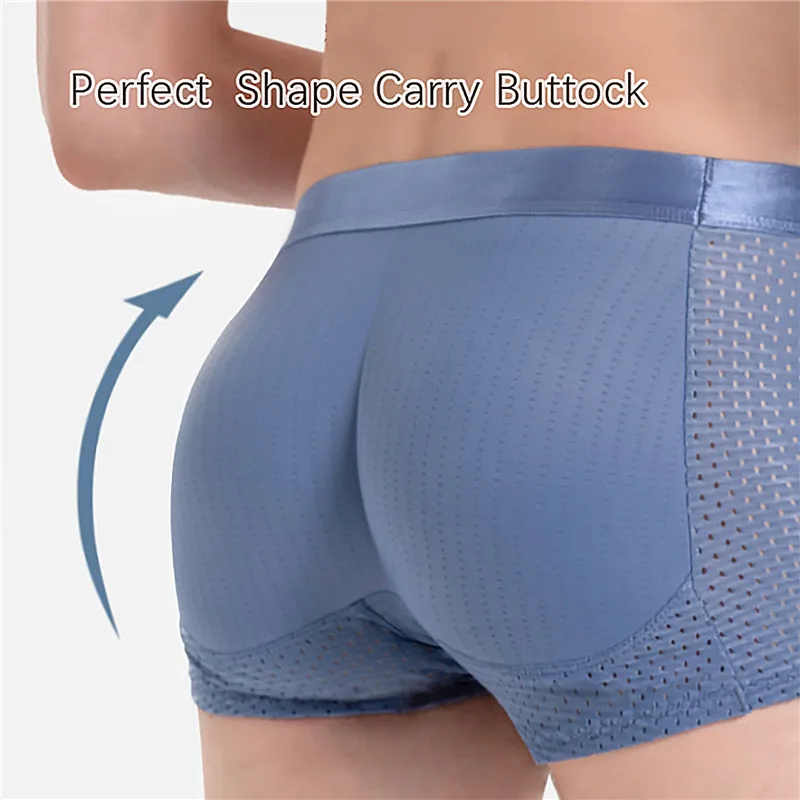 Men Sexy Butt Lifter Panties Enlarge Push Up Underpants Removable Pad Boxer Underwear Butt-Enhancing Trunk Shorts Male Briefs