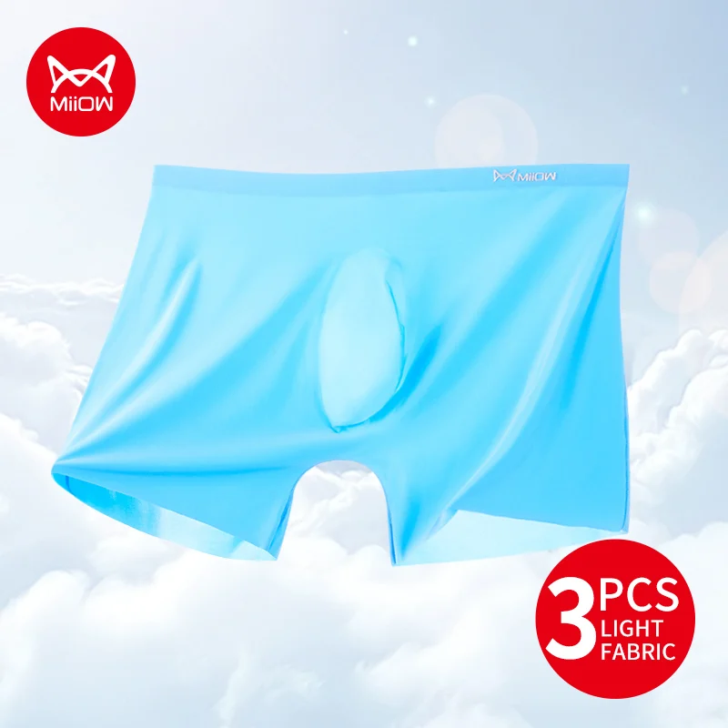 MiiOW 3Pcs Ice Silk Men Underwear Graphene Boxers Thin Sexy Seamless Men's Panties Man Boxer Shorts Male Underpants