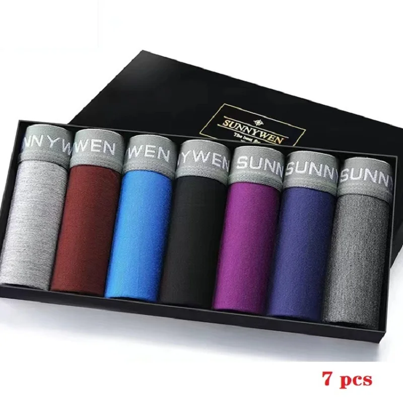 Men'S Underwear Modal 7pcs/Lot Boxer Shorts Sports Breathable Plus Size Four Corners Underpants Quality Antibacterial Panties