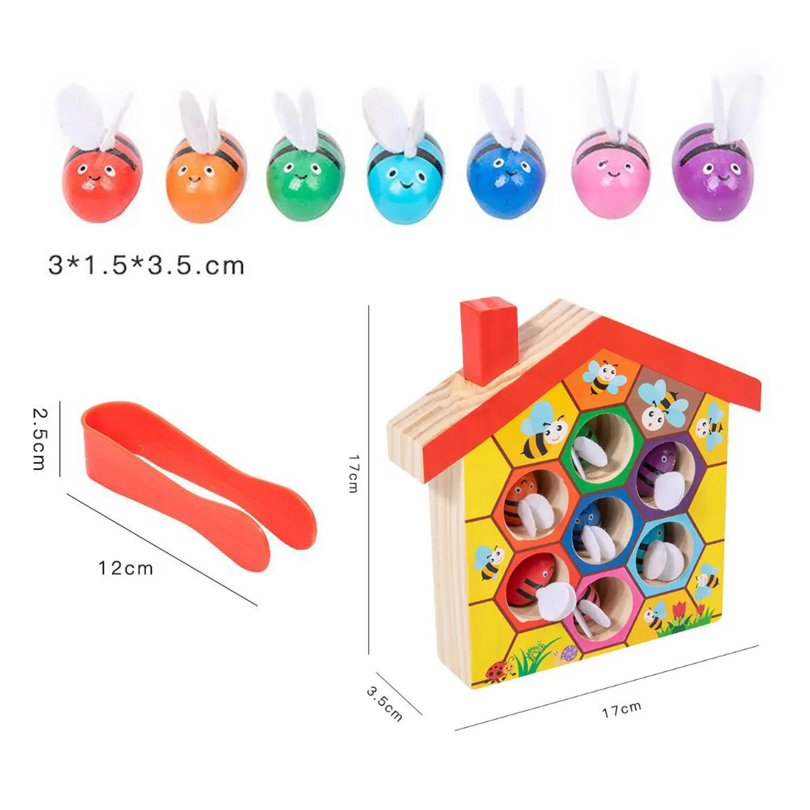 Wooden Toys Montessori Toys Clamp Bee to Hive Gift for 3 4 5 Years Old Kids Puzzle Educational Toys Clip Bee Game Beehive Game