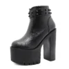 Gothic Black Ankle Boots For Women Plus High Heel Female Shoes Lace-Up Nigh Club Black Sexy Rivets Short Bootsrd5 - Image 5