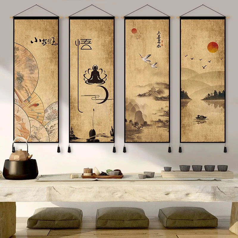 Zen Chinese Style Canvas Hanging Paingting Living Room Wall Art Decor Painting Poster Vintage Room Decor Tapestry Wall Paintings - Image 2