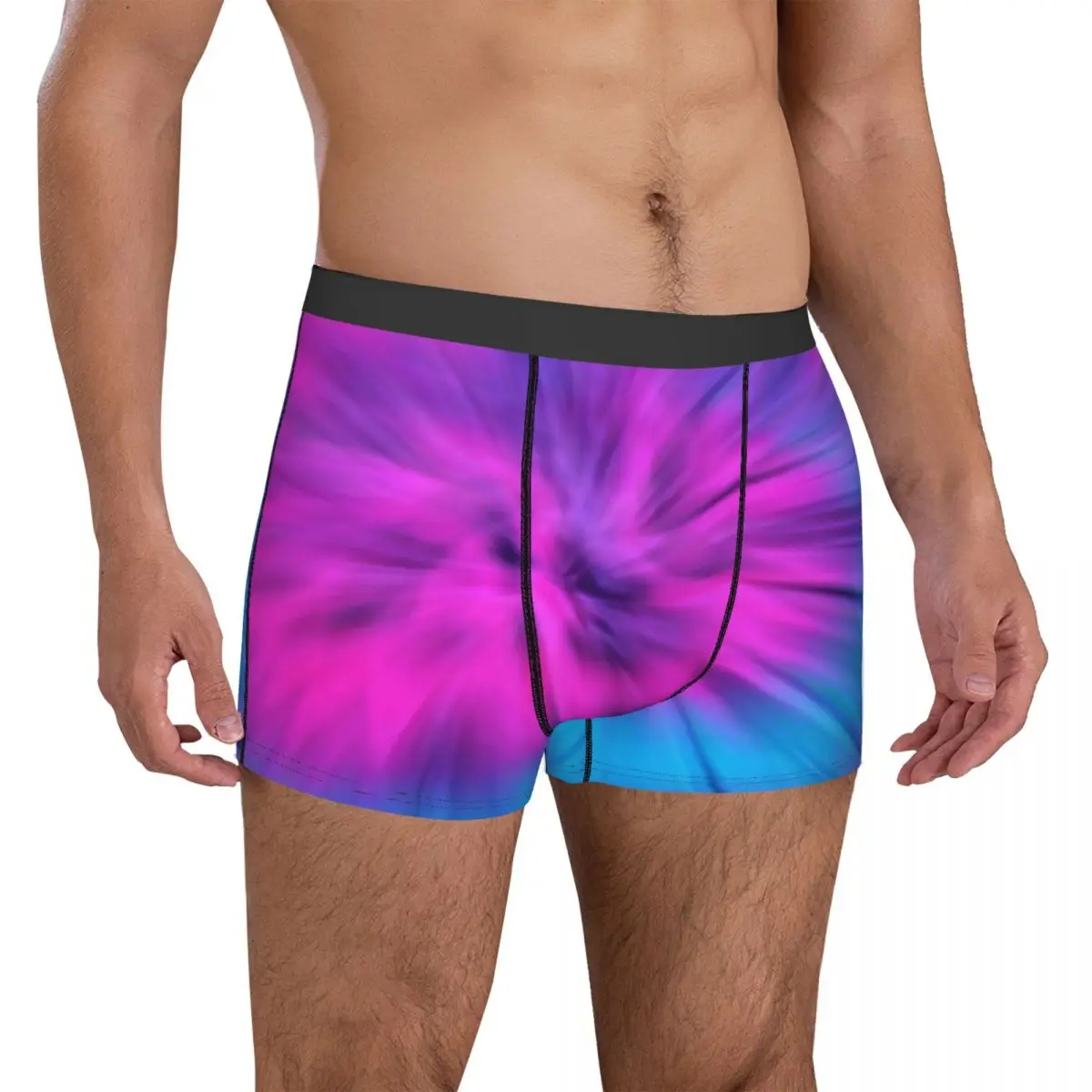 Tie Dye Rainbow Underwear Blooming Colors Man Boxer Brief Plain Trunk Hot Print Plus Size Underpants