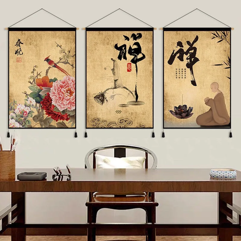 Zen Chinese Style Canvas Hanging Paingting Living Room Wall Art Decor Painting Poster Vintage Room Decor Tapestry Wall Paintings - Image 5