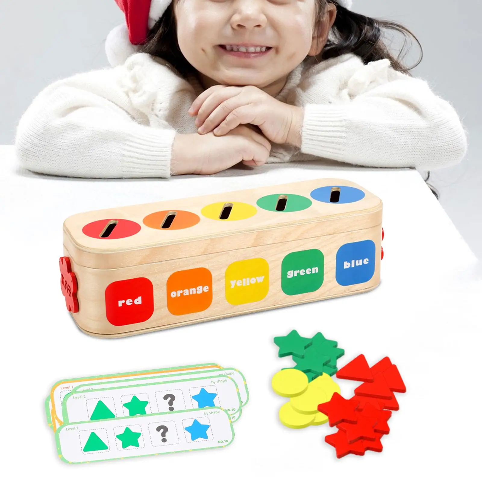 Montessori Shape Color Sorting Toy Puzzle Match Toy Geometric Matching Block for Children 4 5 6 Year Old Boy Girls Holiday Gift