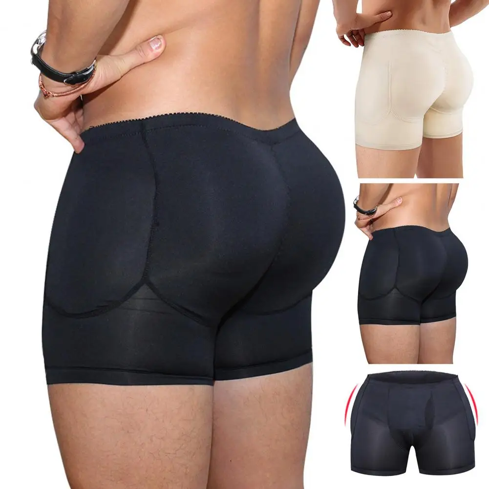 Padded Underwear Butt Lifting Underwear Men's Anti-septic Butt Lifter Boxers with Breathable Pad Filling High Elasticity for A