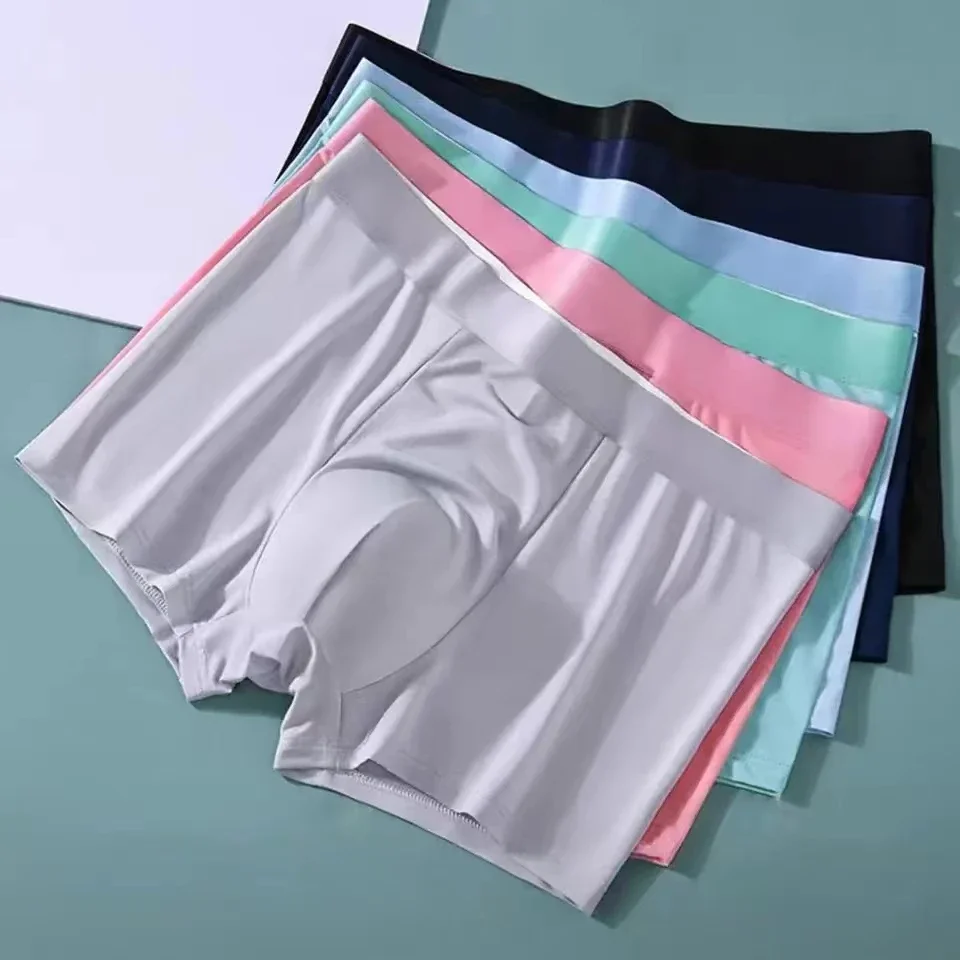 Lightweight Ice Silk Men's Underwear Flat Corners Summer Seamless Breathable Loose Lightweight Men's Four Corners Underwear